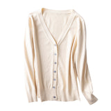 Wool Blended 2026 Autumn And Winter Women's New Knitted Cardigan V-Neck Solid-Colored Sweater Bottom Coat
