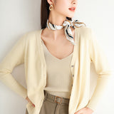 Wool Blended 2026 Autumn And Winter Women's New Knitted Cardigan V-Neck Solid-Colored Sweater Bottom Coat