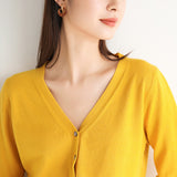 Wool Blended 2026 Autumn And Winter Women's New Knitted Cardigan V-Neck Solid-Colored Sweater Bottom Coat