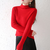 Temperament Wool Bottom Knitted Shirt 2026 Autumn And Winter New Short High-Song Jacket Half-High Collar Women's Pull-And-Twin Sweater