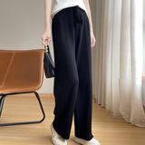 Wool Blended 2026 Autumn And Winter New Women's Wide-Legged Trousers High-Waist Loose Loose Thin Tight Waist Wearing Knit Trousers