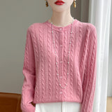 Wool Blended 2026 Autumn And Winter New Women's Round Collar Collar Hooded Small Knitted Open-Flowered Knitted Jersey Coat