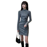 Spring Dress Women 2025 New Knitted Bottom Black With Coat Of The Inner Skirt Bag Spring Autumn
