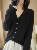 Wool Blended 2026 Autumn And Winter Women's New Loose V-Neck Solid Color Short Knitted Cardigan Jacket Sweater Spring