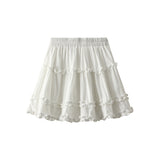 Vintage Curry Wood Ear Cake Half-Dress Woman Autumn High-Rise Shade Sweet Spicy French Punt Skirt 8236