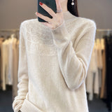 Wool Blended 2026 Autumn And Winter New Women's First-Line Ready-To-Wear Half-High-Necked Scribble Warm Knitted Bottom Sweater