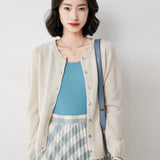Wool Blended 2026 Autumn And Winter Women's New Loose Round Collar Solid Color Short Sleeve Coat Knitted Open Shirt