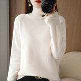 Wool Blended 2026 Autumn And Winter New Short Lady Korean Version Of High-Necked Loose Solid Color Knitted Bottom Sweater