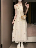 Cute Ins Sweet Waist Bow Dress Summer New 2025 Waist Show Thin Gentle Fairy Dress