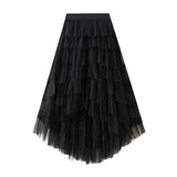 Irregular Cake Skirt High-Rise Mesh Skirt Unkempt Dress 2025 New Ladies Dress Fairy Skirt 1379