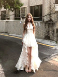 The Moon Shadow Glazed French Elegant Holiday Wind Waist Net Yarn And Flower Dress Temperament Hanging Neck Waist Dress