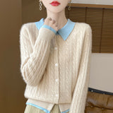Wool Blended 2026 Autumn And Winter New Women's POLO Collar Small Mahjong Short Warm Knitted Open Shirt Over Jacket
