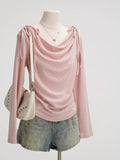 Pink Bow Pure Long-Sleeved T-Shirt Girl 2025 Spring New Collar Sweet Chic Thin Inside Coat