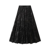 Folded Silk Velvet Half-Dress Woman 2025 Autumn And Winter New High-Waist A Skirt In The Middle And Thin 8830
