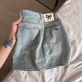 Summer New Embroidered Bowed Cowboy Half-Dress Girl Size Fat Mm Babes A-Character Skirt Thin Ass Short Skirt