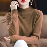 Wool Blending 2026 Autumn And Winter New Women's Half-High Collar Simple And Short-Term Warm Knitted Bottom Sweater