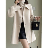 2025 Autumn And Winter New Long Love Buckle Thin Hair, The Coat Shows Thin Age Doll Collar Of The Coat