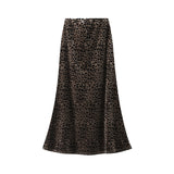 Leopard Velvet Fishtail Half-Dress Girl Autumn And Winter New Sexy Sister Style Hip Ass Skirt 9838