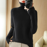 Wool Blended 2026 Autumn And Winter New Women's Loose High-Collar High-Necked Short-Colored Shoulder Thick Sweater Bottom Knitted Shirt