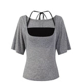 Korean Pure Want To Hang The Neck Sling Folded Loose T-Shirt Casual Shorts Women 2025 Summer New Fashion Set Trend