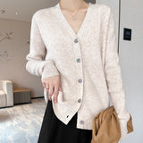 Wool Blending 2026 Autumn And Winter Women's New Loose Loose Solid Color V-Neck Short Sweater Knitted Shirt Outside