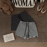 Striped Crash Casual Sports Shorts Women's 2025 Summer Thin Tying With High-Rise Broad-Legged Hot Pants Shorts