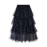 Lattice Dress Spring Dress New A Skirt Long Skirt Women Irregular Mesh Cake Skirt 0857