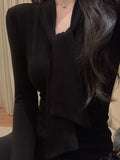 Pure Style With V-Neck Blouse Long-Sleeved T-Shirt Women's Thin Bottom Shirt New Design Sense Thin Top