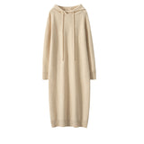 Soft Glutinous Cashmere 2026 Autumn And Winter New Women's Hoodie Sweater Dress Over Knee Long Knitted Dress
