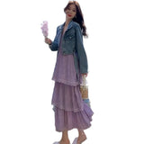 Purple French Suspension Dress Women's 2026 Summer New Tea Rest Orange Truss Small Thin Cake Skirtȹ