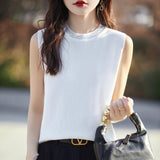 Wool Blended 2026 Autumn And Winter New Women's Round-Collar Hot Diamond Body Short Sleeveless Knitted Vest Vest Shirt