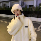 Lamb Velvet Coat Women's Winter 2025 New Korean Version Of Loose Cotton Clothes Thick Ins Tide Single-Sided Wearing Lamb Woolen Sweater