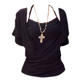 Fat Sister Pure Windy Neck V Neckline V Neck Collar Waist Top Woman Summer New Lace Hanging Neck Sling Folding Suit