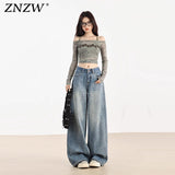 Light-Colored Jeans Women 2025 Trend New Trousers Women Summer Retro Cat Must Be Loose Broad Leg Pants Women