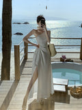 Sanya Seaside Holiday Dress 2026 New Summer White Sling Sling Temperament Slim Skinny Dress