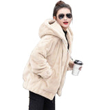 Large-Size Lamb Wool Coat Women 2026 New Autumn And Winter Lamb Velvet With Velvet Warm Jacket Short Hood Loose