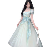 2026 New Super Fairy Temperament Female French High-Grade Dizzy Printing Splicing Mesh Screen To Collect Two Dresses