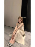 Jane's French Milk-Lined Princess Dress Dress Skinny Dress Pearl Dinner Dress High Waist Thin