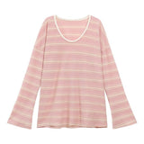 Relaxing Feeling Bumpy Striped Long-Sleeved T-Shirt For Women In Spring 2025 New Loose Lazy Chic Chic Tops