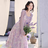 2026 New Lotus Leaf Side Purple Raging Dress Dress Women Unique Beauty Podle Dress Set