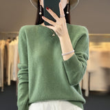 Support Quality Inspection Seamless 100% Pure Wool 2026 Line Ready-On-Line Autumn And Winter New Round Collar Knitted Bottom Sweater