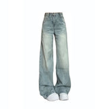 Vintage High-Waisted Broad-Legged Jeans Women's Autumn 2025 New Design Feeling Loose-Ripped Straight Trousers