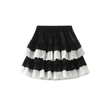 Silket Ballet Lace Cake Skirt Half Skirt Girl Autumn Punge Skirt Lateral Lace Skirt D998
