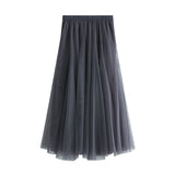 New Long Yarn Skirt Half Dress Girl Autumn And Winter High Waist Long Net Yarn Skirt 100 Folding Skirt A Skirt Fairy Dress 8859