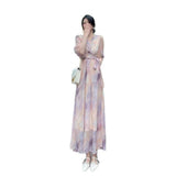 Broken Floral Dress Woman 2025 Summer New Design Temperament To Collect Waist Thin Tea Break French Style With Long Skirt