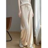 Wool Blended 2026 Autumn And Winter New Women's Wide-Legged Trousers High-Waist Loose Loose Thin Tight Waist Wearing Knit Trousers