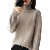 Wool Blended 2026 Autumn And Winter New Short Lady Korean Version Of High-Necked Loose Solid Color Knitted Bottom Sweater