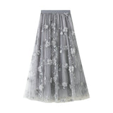 Net Yarn Embroidery Heavy Industry Half-Body Skirt Large-Size Dress 2025 Spring New A Word High-Waist Long Skirt 8692