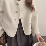 Small Fragrant Coat Women Double-Sided Wool Coat Women Short Small Simple Commuter Round Collar Loose Coat