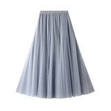 New Long Yarn Skirt Half Dress Girl Autumn And Winter High Waist Long Net Yarn Skirt 100 Folding Skirt A Skirt Fairy Dress 8859